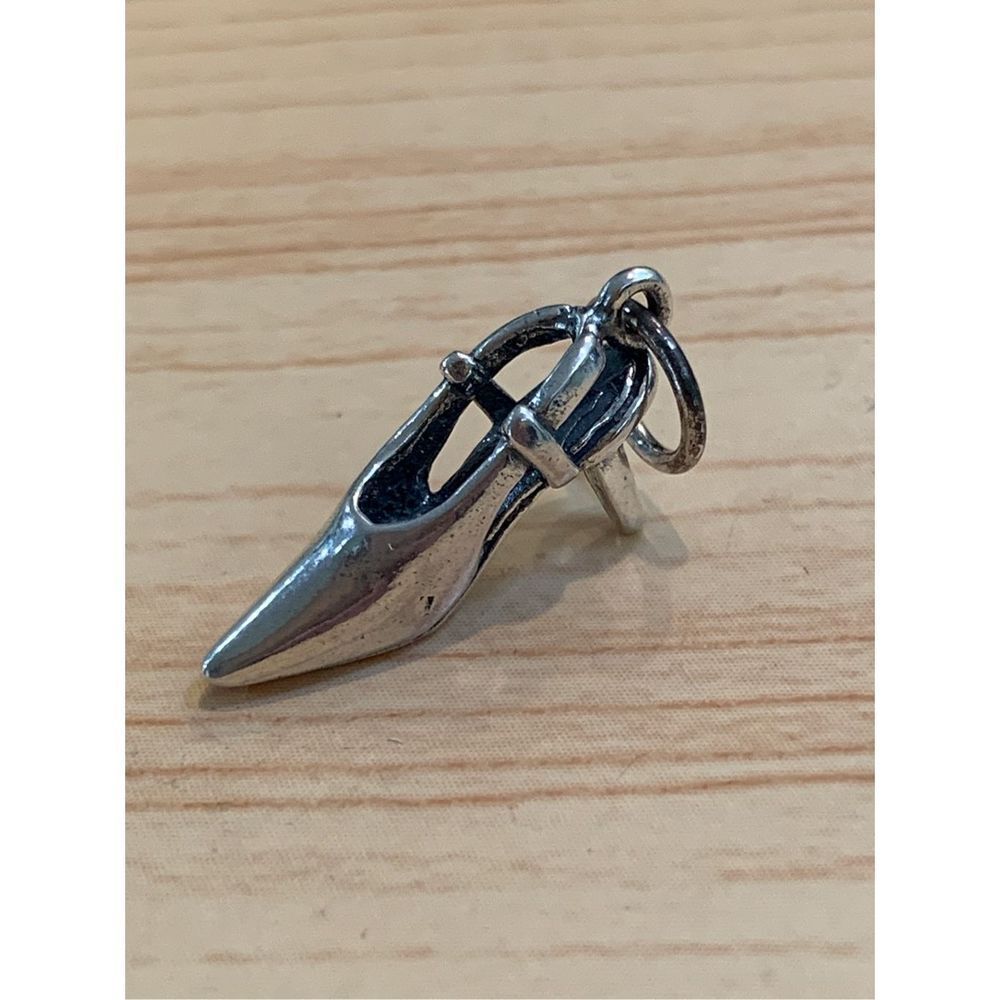 .925 Vintage Sling Back High Heel Shoe Sterling Silver Jewelry Charm - Picture 8 of 14